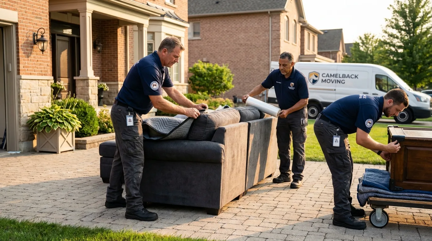 Large estate moving crew wrapping furniture in Waskom, TX